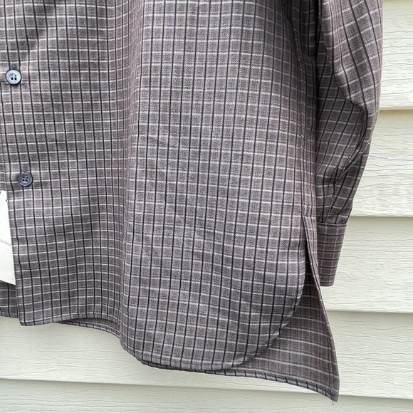 Ermenegildo Zegna Brown Striped Button Up Cotton/Wool Dress Shirt Made in Italy - Picture 7 of 9